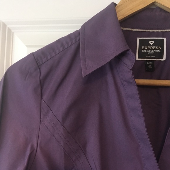Express Long Sleeve Essential Shirt in Purple - Picture 3 of 6